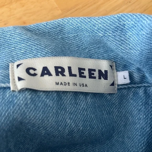 Carleen x Anthropologie Denim Jacket with Vibrant Patchwork - Large - Picture 4 of 8